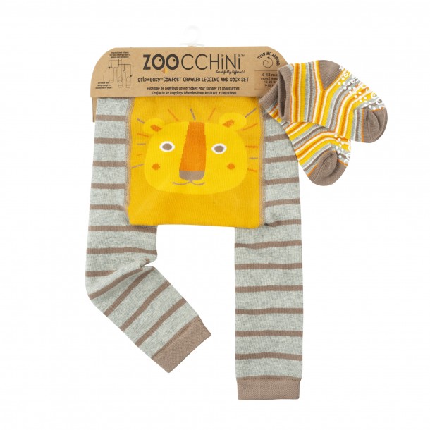 Σετ Παντελόνι & Κάλτσες Grip Easy Crawler Leo the Lion 6-12 Μηνών Zoocchini ZOO12511 (6-12M)