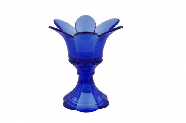 Κηροπήγιο Γυάλινο Λουλούδι Μπλε Art Et Lumiere 10x12εκ. 03438