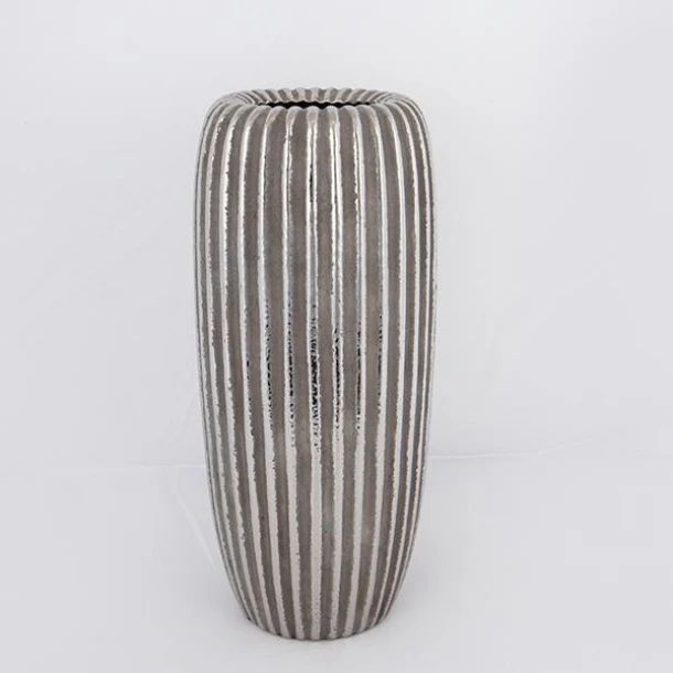 Βάζο Κεραμικό Ασημί-Καφέ 17,5x17,5x39,5εκ. ESTHETI 752-20383