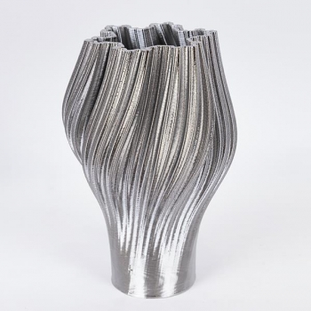 Βάζο Πορσελάνης 3D Ασημί 19,5x19,5x30εκ. ESTHETI 752-21094