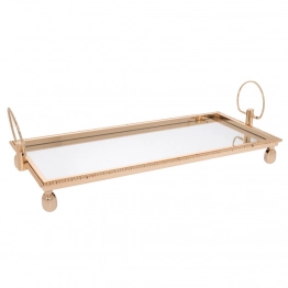 Δίσκος Μεταλλικός Χρυσός Με Γυάλινη Επιφάνεια 66x27x13εκ. iliadis 92640