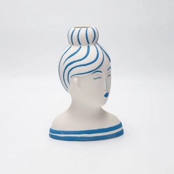 Βάζο Πορσελάνης Πρόσωπο Λευκό-Γαλάζιο 13,2x9x19εκ. ESTHETI 819-00206