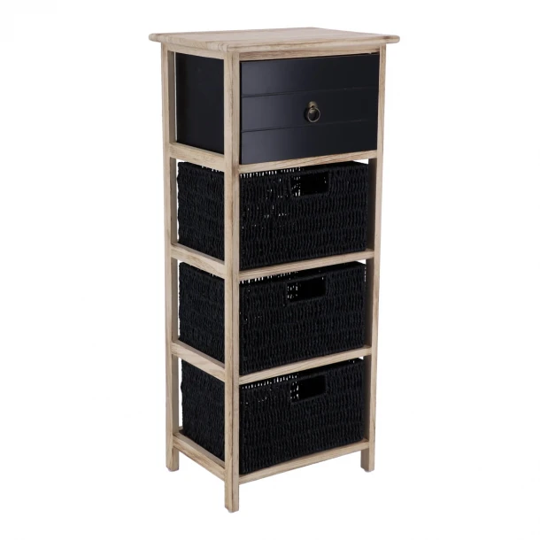 Έπιπλο MDF Με 1 Ράφι & 3 Συρτάρια 37,5x27,5x86εκ. Μαύρο MRShome 2215000