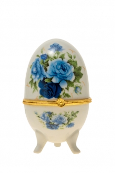 Διακοσμητικό Επιτραπέζιο Αυγό Πορσελάνης Λευκό-Μπλε-Χρυσό 6x10εκ. Zen Collection 22.46.48075