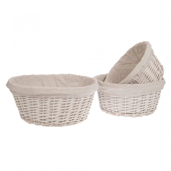 Καλάθι Σετ 3τμχ Λευκό Με Ύφασμα 45x20εκ.-40x19εκ.-35x18εκ. iliadis 89059