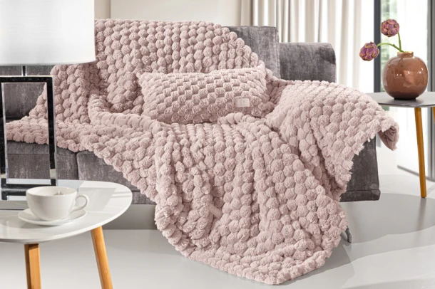 Σετ Ριχτάρι Πολυθρόνας Με Διακοσμητική Μαξιλαροθήκη 120x160εκ. Γούνινο Art Fur Elixir Old Pink Guy Laroche