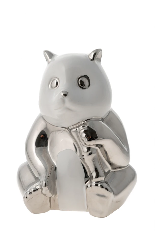 Διακοσμητική Επιτραπέζια Φιγούρα Κεραμική Panda Ασημί-Λευκή 17,8εκ. Zen Collection 22.19.48231