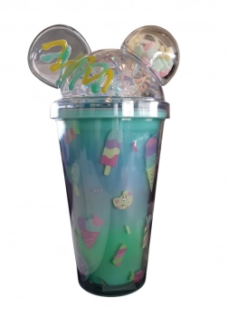 Ποτήρι Πλαστικό Με Καλαμάκι & Φως 450ml Aqua 2436411