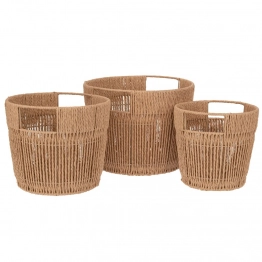 Καλάθι Σετ 3τμχ Στρογγυλά Natural 31x24εκ.-26x22εκ.-21x20εκ. iliadis 93095