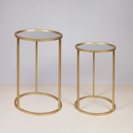 Τραπεζάκι Βοηθητικό Σετ 2τμχ Μεταλλικό Με Γυαλί Χρυσό 38x55,5εκ.-33x50,5εκ. ESTHETI 750-39539