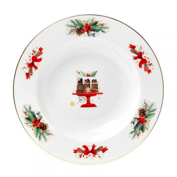 Χριστουγεννιάτικο Πιάτο Φαγητού Βαθύ Πορσελάνης 22,5εκ. Christmas Magic CRYSPO TRIO 06.240.02