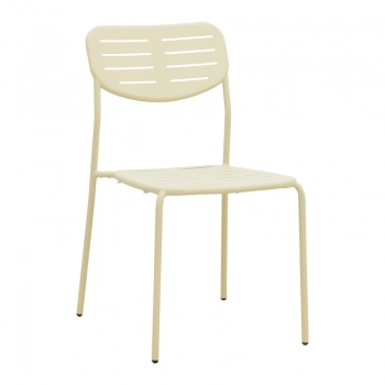 Καρέκλα Deraby pakoworld στοιβαζόμενη κρεμ μέταλλο 52.5x45.5x83εκ