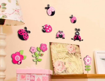 Αυτοκόλλητο Τοίχου Pink Ladybugs Ango 30x30εκ. 14506
