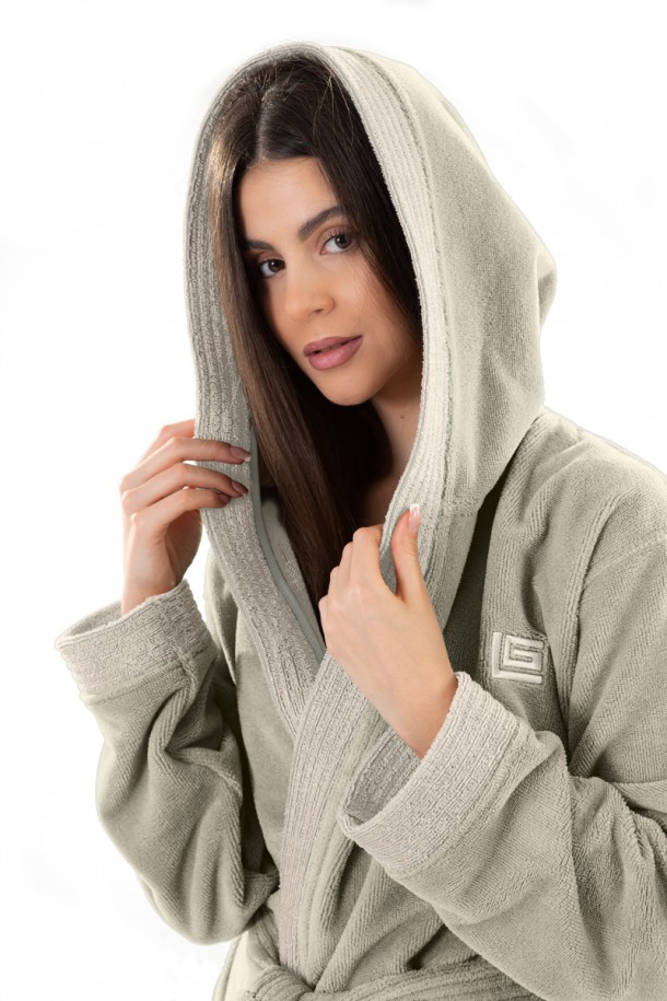 Μπουρνούζι Με Κουκούλα Ενηλίκων Polycotton Medium Monogram Khaki Guy Laroche