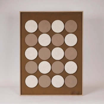 Πίνακας Καμβάς-Ξύλινος Με 3D Κύκλους Καφέ-Μπεζ 60x2,9x80εκ. ESTHETI 812-20020