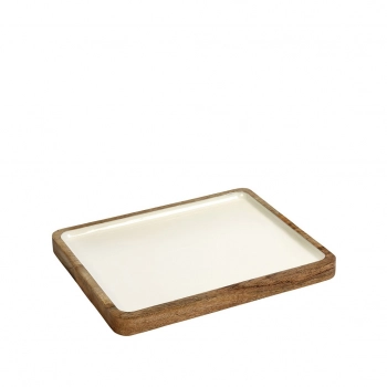 Πιατέλα Σερβιρίσματος Ξύλινη Μάνγκο Με Λευκή Επιφάνεια ESPIEL 32,5x26,5x3εκ. AKB104