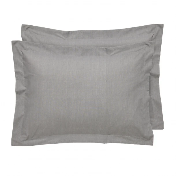 Ζεύγος Μαξιλαροθήκες Polycotton 50x70+5εκ. Oxford Casual 5452 Grey Das Home