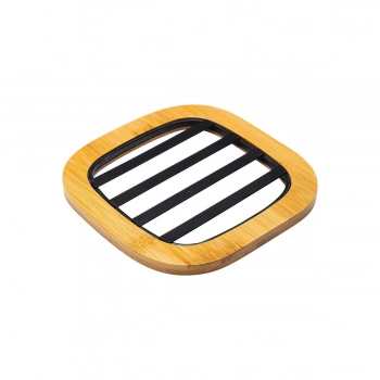 Βάση Μαγειρικού Σκεύους Μεταλλική-Bamboo Μαύρη Essentials Estia 17x17x1εκ. 01-13189