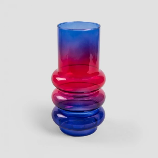 Βάζο Γυάλινο Κόκκινο-Μπλε Ombre 11x26εκ. Circle Homla 236640