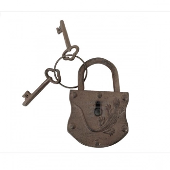 Διακοσμητική Κλειδαριά Με Κλειδιά Μαντεμένια Αντικέ 10x3x15εκ. ESTHETI 819-00744