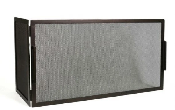 Γωνιακό Παραβάν Τζακιού Σιδερένιο Μασίφ Με 1 Πλαινό 90x50+30εκ. Black