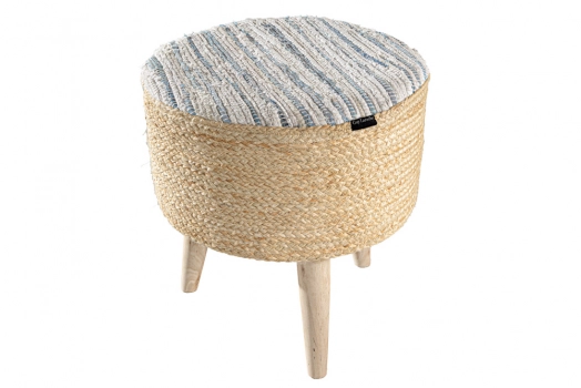 Σκαμπό Βαμβάκι-Jute Stool Kilim 40x40x40εκ. Guy Laroche