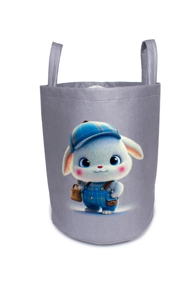 Παιδικό Καλάθι Αποθήκευσης Polyester Cap Bunny 38 Grey DimCol 45x30x50εκ.