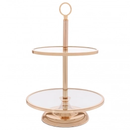 Ορντερβιέρα 2 Όροφη Γυάλινη-Μεταλλική Χρυσή 30x30x44εκ. iliadis 92616