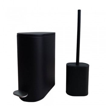 Σετ Καλάθι Απορριμμάτων Οβάλ 5L-30x14x26,5εκ. Μεταλλικό Soft CLose Με Πιγκάλ Μαύρο MRShome DS-8020S00