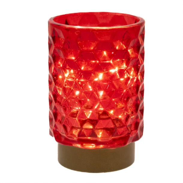 Κηροπήγιο Led Γυάλινο Κόκκινο 8,5x13εκ. iliadis 87077