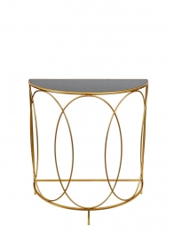 Κονσόλα Οβάλ Μεταλλική Με Τζάμι Χρυσή-Μαύρη 75x37,5x81εκ. Zen Collection 25.54.52040