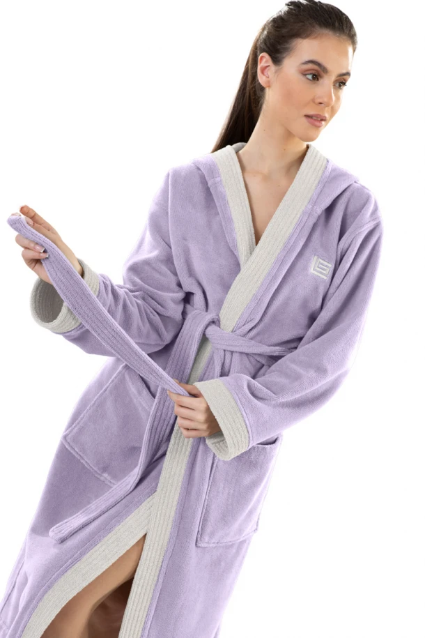 Μπουρνούζι Με Κουκούλα Ενηλίκων Polycotton Small Monogram Lavender Guy Laroche