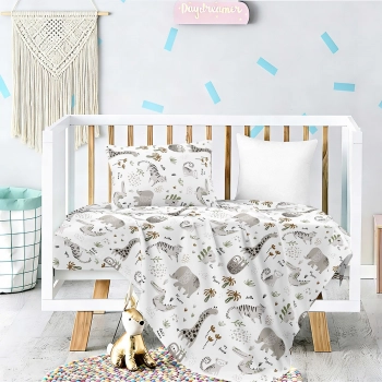 Σετ Σεντόνια Βαμβακοσατέν Κούνιας Με Λάστιχο 70x140+17εκ. Jungle Prime Baby Line Melinen 20005691