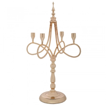 Κηροπήγιο 4 Θέσεων Μεταλλικό Χρυσό 32x32x55εκ. iliadis 92633