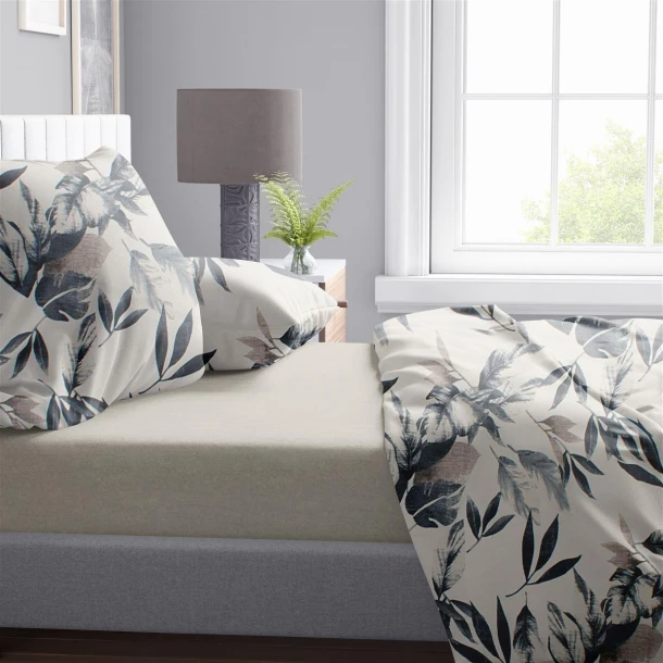 Σετ Σεντόνια 4τμχ Βαμβακερά Υπέρδιπλα 220x240εκ. Ευριδίκη 710 Ecru-Black DimCol 33112324010