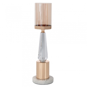 Κηροπήγιο Γυάλινο-Μεταλλικό-Μαρμάρινο Χρυσό 13x48εκ. iliadis 91776