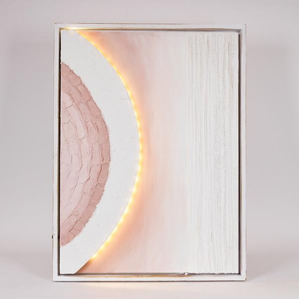 Πίνακας Καμβάς Με Led Ανάγλυφος Λευκός-Μπεζ 60x5x80εκ. ESTHETI 812-10008