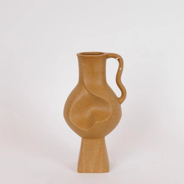 Βάζο Κεραμικό Με Χερούλι Καφέ 17x14x32εκ. ESTHETI 819-00601