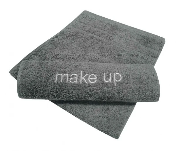 Πετσέτα Βαμβακερή Με Κέντημα Make Up 30x50εκ. Ανοιχτό Γκρι Plain Line