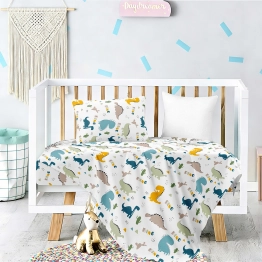 Σετ Σεντόνια Βαμβακοσατέν Κούνιας Με Λάστιχο 70x140+17εκ. Dino Prime Baby Line Melinen 20005690