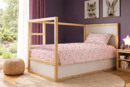 Σετ Σεντόνια 2τμχ Βαμβακερά Μονά 160x240εκ. Rabbit Garden 585 Pink Dimcol