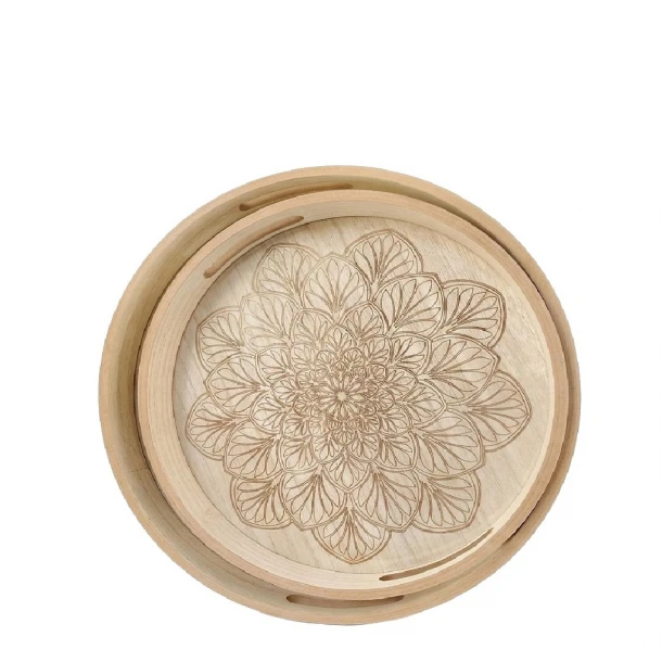 Σετ 2τμχ Διακοσμητικός Δίσκος Mdf Natural ESPIEL 30x4,5εκ.-35x4,5εκ. DWDA1004