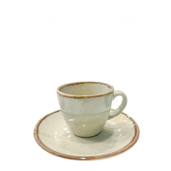 Φλυτζάνι Με Πιατάκι Espresso Πορσελάνης Reactive Green-Khaki Essentials ESPIEL 90ml-12x6εκ. OWK101K6