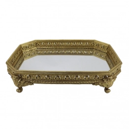 Δίσκος Σερβιρίσματος Polyresin Με Καθρέπτη Χρυσός 40x28εκ. Oriana Ferrelli XL19046016