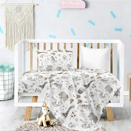 Σετ Σεντόνια Βαμβακοσατέν Κούνιας Με Λάστιχο 70x140+17εκ. Jungle Prime Baby Line Melinen 20005691