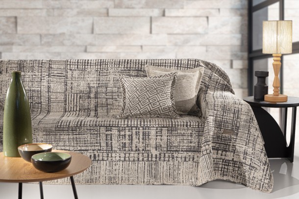 Ριχτάρι Πολυθρόνας Polycotton Chenille Melbourne Natural 180x150εκ. Guy Laroche