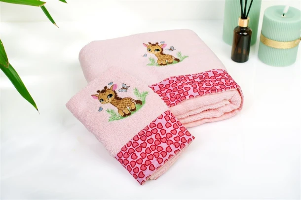 Σετ Πετσέτες 2τμχ Βαμβακερές Giraffe 171 Pink DimCol