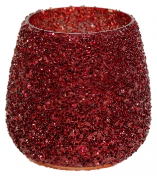 Κηροπήγιο Γυάλινο 9,5x9εκ. Strass Red Art Et Lumiere 30541