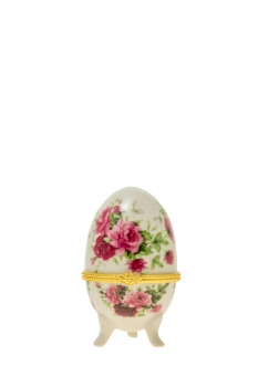 Διακοσμητικό Επιτραπέζιο Αυγό Πορσελάνης Λευκό-Ροζ-Χρυσό 5x7,5εκ. Zen Collection 22.46.48076