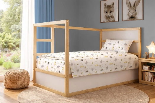 Παπλωματοθήκη Παιδική Βαμβακερή Μονή 160x240εκ. Happy Safari 713 White-Grey DimCol